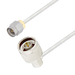 Picture of N Male Right Angle to SMA Male Cable Assembly using LC085TB Coax, 3 FT