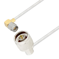Picture of N Male Right Angle to SMA Male Right Angle Cable Assembly using LC085TB Coax, 1.5 FT