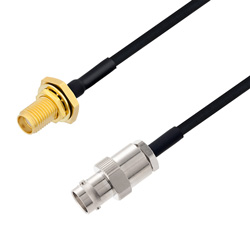 Picture of BNC Female to SMA Female Bulkhead Cable Assembly using LC085TBJ Coax, 1 FT