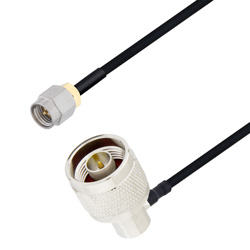 Picture of N Male Right Angle to SMA Male Cable Assembly using LC085TBJ Coax, 10 FT