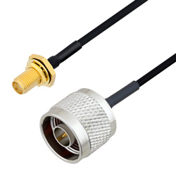 Picture of N Male to SMA Female Bulkhead Cable Assembly using LC085TBJ Coax, 4 FT