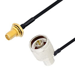 Picture of N Male Right Angle to SMA Female Bulkhead Cable Assembly using LC085TBJ Coax, 1.5 FT