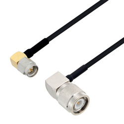 Picture of SMA Male Right Angle to TNC Male Right Angle Cable Assembly using LC085TBJ Coax, 2 FT with HeatShrink