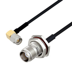 Picture of SMA Male Right Angle to TNC Female Bulkhead Cable Assembly using LC085TBJ Coax, 6 FT