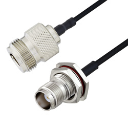 Picture of N Female to TNC Female Bulkhead Cable Assembly using LC085TBJ Coax, 1 FT