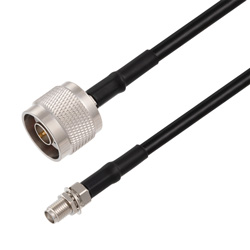 Picture of N Male to SMA Female Bulkhead Cable Assembly using RG58 Coax, 2 FT