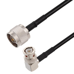 Picture of N Male to BNC Male Right Angle Cable Assembly using RG58 Coax, 3 FT