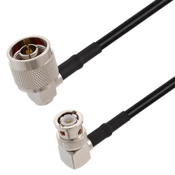 Picture of N Male Right Angle to BNC Male Right Angle Cable Assembly using RG58 Coax, 3 FT