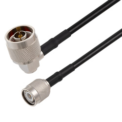 Picture of N Male Right Angle to TNC Male Cable Assembly using RG58 Coax, 10 FT