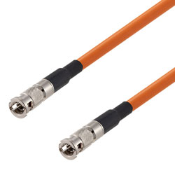 Picture of 75 Ohm 6G SDI HD-BNC Male to HD-BNC Male Cable Assembly using 1855A-OR Coax, 1 FT