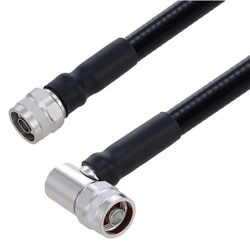 Picture of Outdoor Rated N Male to N Male Right Angle Low PIM Cable Using SPO-500 Coax Using Times Microwave Parts 1 Meter