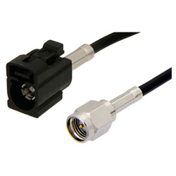Picture of SMA Male to Black FAKRA Jack Cable Assembly using RG174 Coax, 3 FT