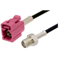 Picture of SMA Female to Violet FAKRA Jack Cable Assembly using RG174 Coax, 1 FT