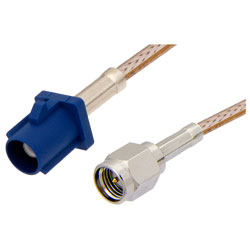 Picture of SMA Male to Blue FAKRA Plug Cable Assembly using RG-316 Coax, 5 FT