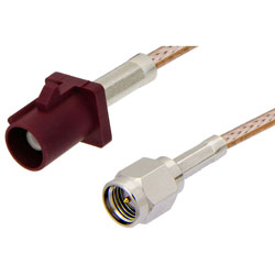 Picture of SMA Male to Bordeaux FAKRA Plug Cable Assembly using RG-316 Coax, 1 FT