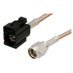 Picture of SMA Male to Black FAKRA Jack Cable Assembly using RG-316 Coax, 1 FT