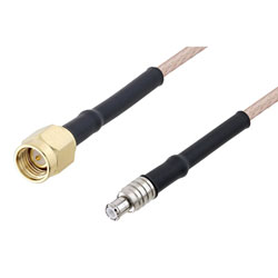 Picture of SMA Male to MCX Plug Cable Assembly using RG-316 Coax, 1 FT with HeatShrink, LF Solder