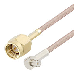 Picture of SMA Male to MCX Plug Right Angle Cable Assembly using RG-316 Coax, 1 FT