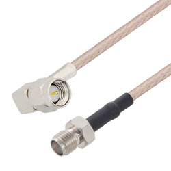 Picture of SMA Male Right Angle to SMA Female Cable Assembly using RG-316 Coax, 3 FT