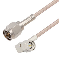 Picture of SMA Male to SMA Male Right Angle Cable Assembly using RG-316 Coax, 6 FT , LF Solder