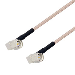 Picture of SMA Male Right Angle to SMA Male Right Angle Cable Assembly using RG-316 Coax, 1 FT with HeatShrink, LF Solder