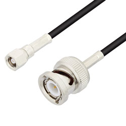 Picture of SMC Plug to BNC Male Cable Assembly using RG174 Coax, 1 FT , LF Solder