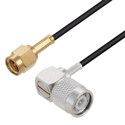 Picture of SMA Male to TNC Male Right Angle Cable Assembly using RG174 Coax, 1 FT