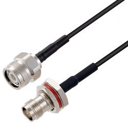 Picture of TNC Male to TNC Female Bulkhead Cable Assembly using RG174 Coax, 4 FT
