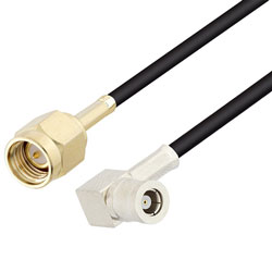 Picture of SMA Male to SMB Plug Right Angle Cable Assembly using RG174 Coax, 1 FT