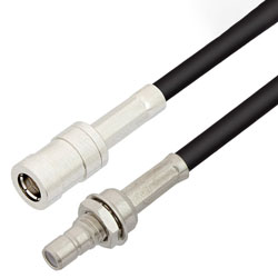 Picture of SMB Plug to SMB Jack Bulkhead Cable Assembly using RG174 Coax, 1 FT