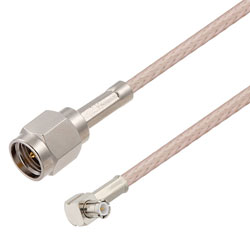 Picture of SMA Male to MCX Plug Right Angle Cable Assembly using RG316 Coax, 2 FT