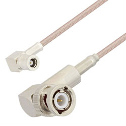 Picture of SMB Plug Right Angle to BNC Male Right Angle Cable Assembly using RG316 Coax, 1 FT