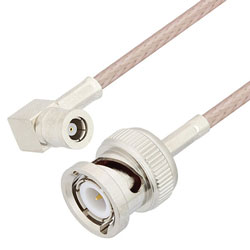 Picture of SMB Plug Right Angle to BNC Male Cable Assembly using RG316 Coax, 1 FT