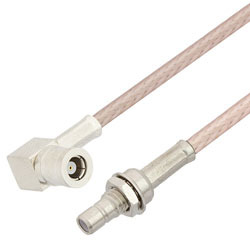 Picture of SMB Plug Right Angle to SMB Jack Bulkhead Cable Assembly using RG316 Coax, 3 FT