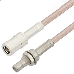 Picture of SMB Plug to SMB Jack Bulkhead Cable Assembly using RG316 Coax, 2 FT , LF Solder