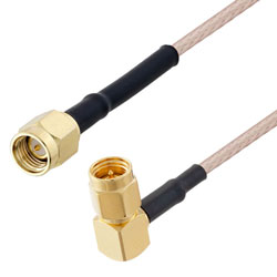 Picture of SMA Male Right Angle to SMA Male Cable Assembly using RG316 Coax, 3 FT with HeatShrink