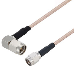 Picture of SMA Male Right Angle to SMA Male Cable Assembly using RG316 Coax, 1 FT