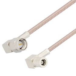 Picture of SMA Male Right Angle to SMB Plug Right Angle Cable Assembly using RG316 Coax, 2 FT , LF Solder