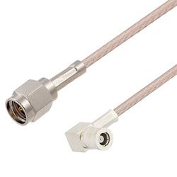 Picture of SMA Male to SMB Plug Right Angle Cable Assembly using RG316 Coax, 1 FT , LF Solder