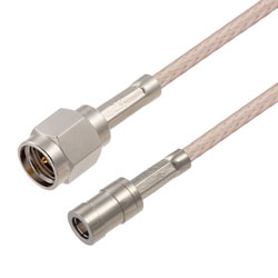 Picture of SMA Male to SMB Plug Cable Assembly using RG316 Coax, 1 FT , LF Solder