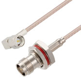 Picture of SMA Male Right Angle to TNC Female Bulkhead Cable Assembly using RG316 Coax, 1 FT
