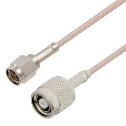 Picture of SMA Male to Reverse Polarity TNC Plug Cable Assembly using RG316 Coax, 1 FT