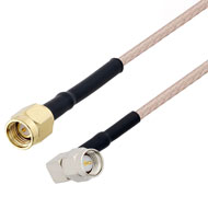 Picture of SMA Male to SMA Male Right Angle Cable Assembly using RG316 Coax, 5 FT with HeatShrink