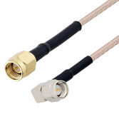 Picture of SMA Male to SMA Male Right Angle Cable Assembly using RG316 Coax, 1 FT with HeatShrink, LF Solder