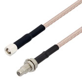Picture of SMC Plug to SMC Jack Bulkhead Cable Assembly using RG316 Coax, 1 FT with HeatShrink
