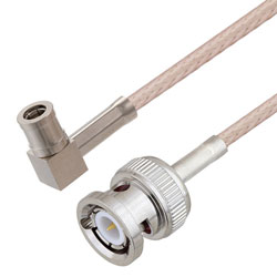 Picture of SMB Plug Right Angle to BNC Male Cable Assembly using RG316-DS Coax, 0.5 FT , LF Solder