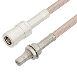 Picture of SMB Plug to SMB Jack Bulkhead Cable Assembly using RG316-DS Coax, 1.5 FT