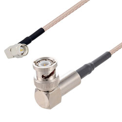Picture of SMA Male Right Angle to BNC Male Right Angle Cable Assembly using RG316-DS Coax, 0.5 FT with HeatShrink