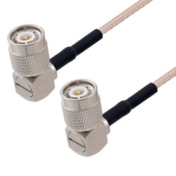 Picture of TNC Male Right Angle to TNC Male Right Angle Cable Assembly using RG316-DS Coax, 0.5 FT with HeatShrink