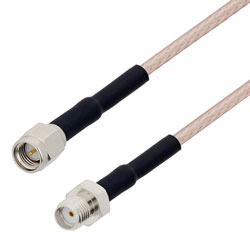 Picture of SMA Male to SMA Female Cable Assembly using RG316-DS Coax, 1 FT with HeatShrink